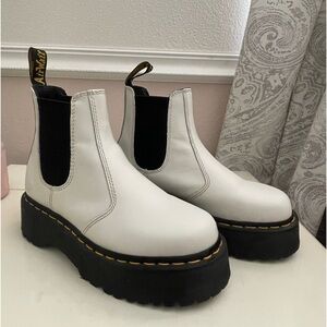 White platform chelsea boots, doc martens